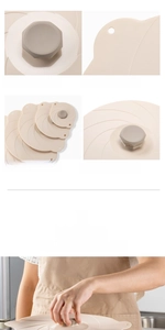 Detail of vacuum silicone lids with heat-resistant handles and hanging holes for storage