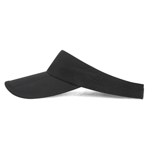 Lightweight black quick-dry visor hat with breathable side vents and long brim for sports