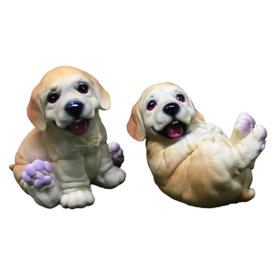 Figuras realistas de cachorros golden retriever de resina para decoración del hogar