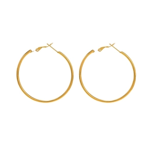 Minimalist 18K gold plated stainless steel large hoop earrings on a clean white background