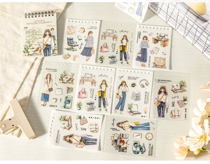 Detailed view of career-themed girl stickers featuring professional women and office decor