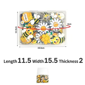 Set portachiavi in PVC con api e margherite e scatola portaoggetti inclusa