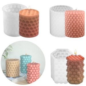 Cylinder Silicone Candle Mold Bubble Polka Dot Honeycomb Texture For DIY Handmade Scented Candles Soap Resin Crafting