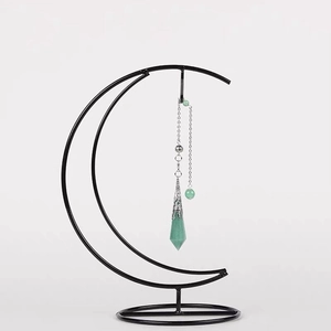 Support De Pendule En Fer En Forme De Lune Présentoir Bijoux Suspendu Base Stable Support Métal Noir Colliers Boules Cristal