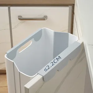 Grey and white wall-mounted folding kitchen waste bin fits cabinet doors under 2.2cm