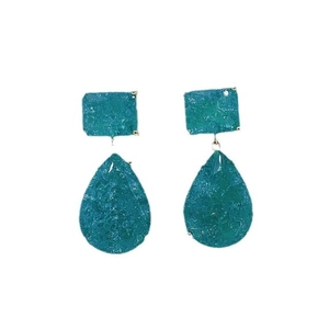 S925 silver green crystal waterdrop earrings in vibrant turquoise bohemian style