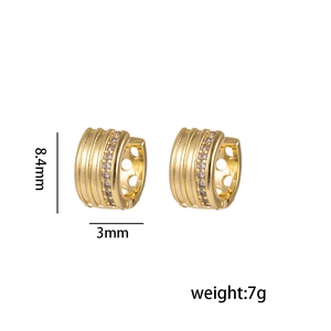 Minimalist gold-plated double-line hoop earrings with sparkling cubic zirconia, 8.4mm diameter