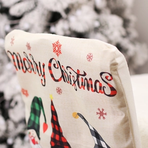Housse de chaise de Noël en lin avec texte Merry Christmas et motif de nain festif