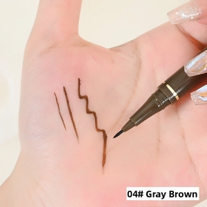 Detailed swatches of 0.05mm waterproof eyeliner in grey brown 04# on hand skin