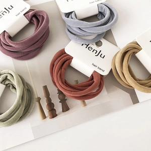6-pack of seamless high-elastic hair ties in Morandi colors on cardboard display cards