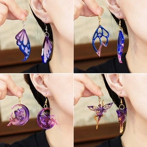 DIY silicone mold for butterfly wings and moon fairy earrings with resin pendants
