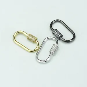 Micro-paved 18K gold and silver plated screw clasps for DIY jewelry and necklaces