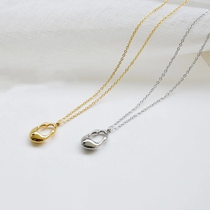 Minimalist Copper Pendant Necklace For Women Hollow Water Drop Irregular Organic Shape Ins Style Luxury Design