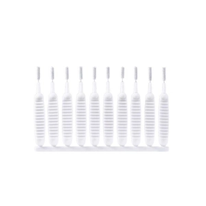 Set of 10 white multi-functional cleaning brushes for shower head holes and small gaps