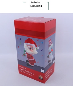 Vorderansicht der Verpackung für den musikalischen tanzenden Weihnachtsmann 35cm Höhe