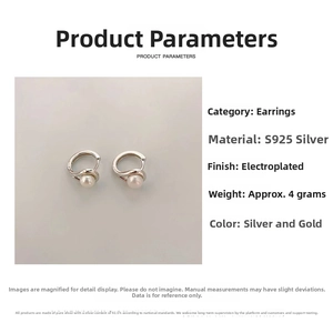 Detailed product parameters of S925 silver hoop earrings with natural pearls
