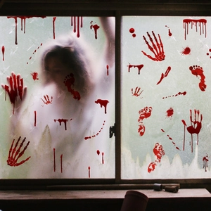 Halloween bloody handprint and footprint window stickers for horror home wall decor