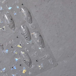 Holographic butterfly nail art stickers with 3D laser effect for professional manicure