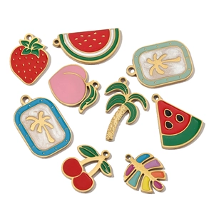 French style enamel fruit pendants in gold titanium steel with summer theme designs