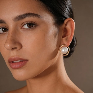 Elegant pearl and gold hoop stud earrings set for women, 12 pieces vintage style set