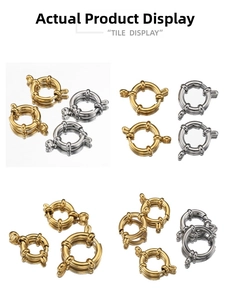 Polished gold and silver stainless steel spring ring clasps for DIY jewelry making