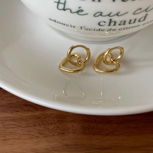 925 Sterling Silver Heart Hoop Earrings Minimalist Elegant Korean Style Jewelry For Women