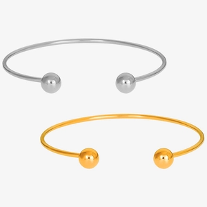 Elegant adjustable 304 stainless steel open cuff bracelets in gold and silver finishes