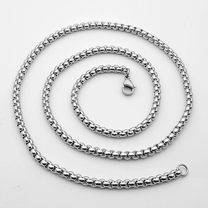 Durable 3mm silver stainless steel box chain necklace with lobster clasp closure