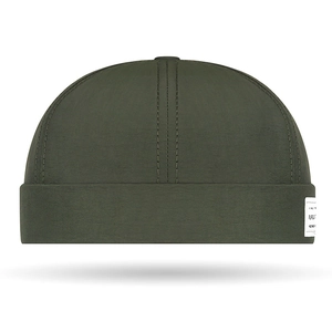 Unisex dark green quick-dry miki hat with side cloth label in minimalist street style