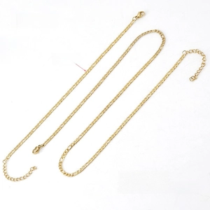 Détails de l'ensemble chaîne Figaro 18K de 3mm avec dimensions du bracelet et du collier