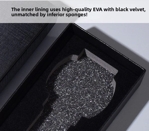 Macro view of rectangular watch box with premium black EVA foam insert and velvet lining