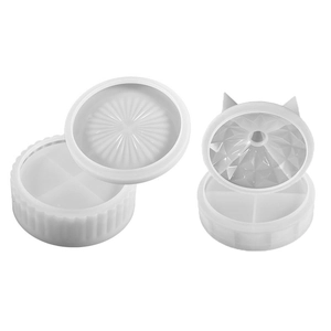 Silikonform-Set für stapelbare Vorratsgläser mit Streifenmuster und Diamantschliff-Deckel