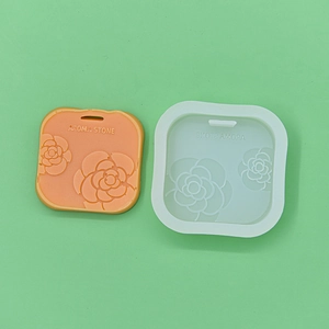 Camellia flower square silicone mold for DIY aroma stone car charms and scented candles