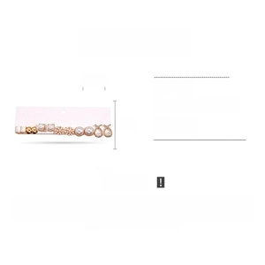 Detailed view of 12-piece earring set featuring pearls and rhinestones on white background