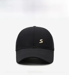 Detailed close-up of premium black baseball cap featuring 3D Sports letter embroidery