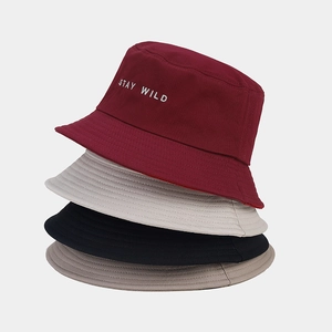Chapeau Bob Coton Toile Stay Wild Broderie Protection Solaire Pliable Mode Décontractée Pour Hommes Femmes