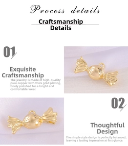 Detailed close-up of candy-shaped copper pendant with thick gold plating and smooth finish
