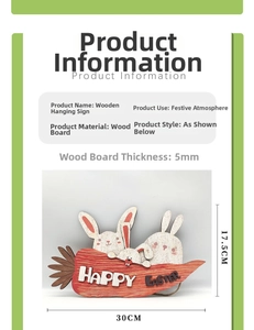 Detailed view of 5mm thick wooden Easter sign with rabbit and carrot dimensions 30x17.5cm