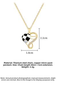 Detailed view of gold heart soccer pendant with dimensions and stainless steel chain