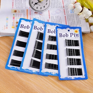 Bulk set of four black wave bob pins on cards for hair styling and professional use
