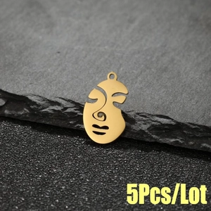 5 pieces of gold abstract face mask charms in vintage style for creative DIY jewelry making