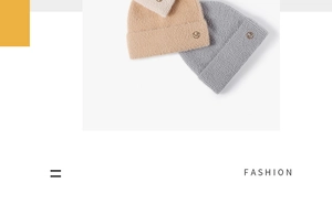 Close-up of thick knitted beanies in beige, khaki and grey with metal M logo detail