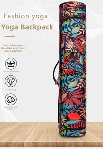 Détails du sac de yoga à motif floral, tissu imperméable et options de transport doubles