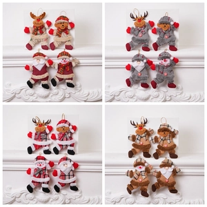 Christmas Hanging Ornaments Plush Cloth Santa Snowman Reindeer Bear Plaid Tree Decorations Home Holiday Party Decor