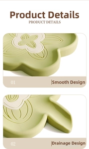 Detail view of silicone soap dish showing smooth edges and drainage spout features