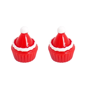 Creative resin Christmas hat cupcake miniature ornaments for holiday DIY desktop decor
