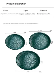 Size chart for ripple iron serving tray showing diameters 18cm, 21.5cm, and 24cm dimensions