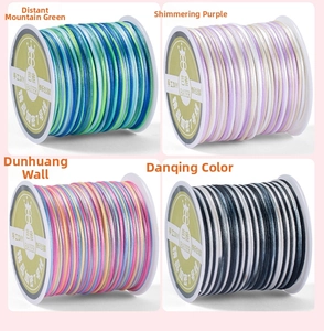 Detailed grid of four gradient 7-gauge braided cords for DIY jewelry and crafts
