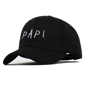 Classic black cotton baseball cap featuring white PAPI embroidery and curved brim