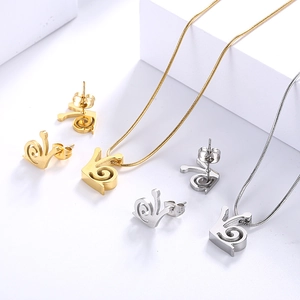 Trendy Stainless Steel Gold Snail Necklace And Earrings Personalized Animal Motif Snake Bone Chain Jewelry For Women